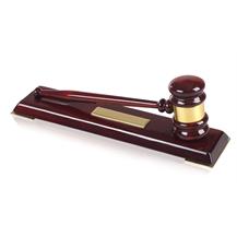 Piano Wood Finish Gavel and Block Sets with Engraving Plates - 12.5inch - TZ025